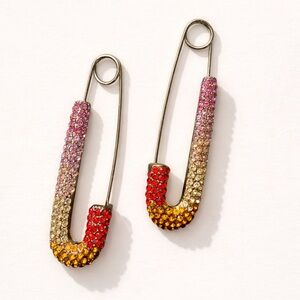 Multicolor Crystal Safety Pin Earrings